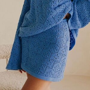Sabo Skirt Blue Crochet Mini Skirt